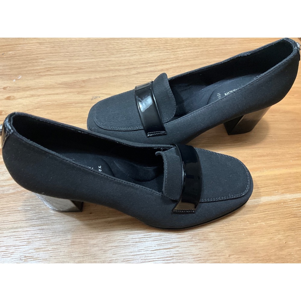 Anne Klein iFlex Black Block Heel Pumps Square Toe Loafer Shoes Womens 9 M